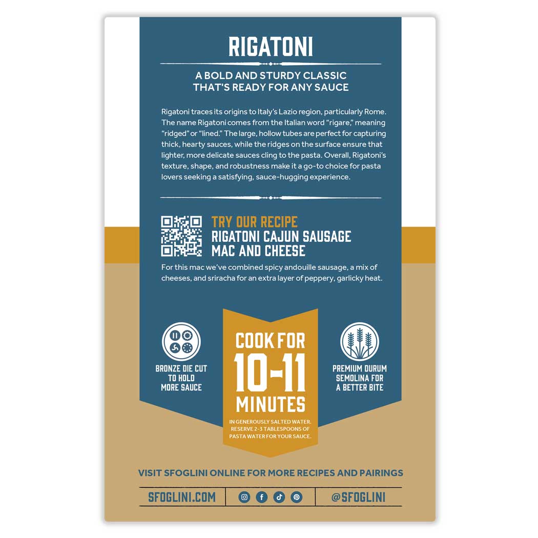 Rigatoni, Organic Durum Semolina Pasta